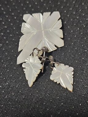 Etched Mother Of Pearl Brooch/earrings